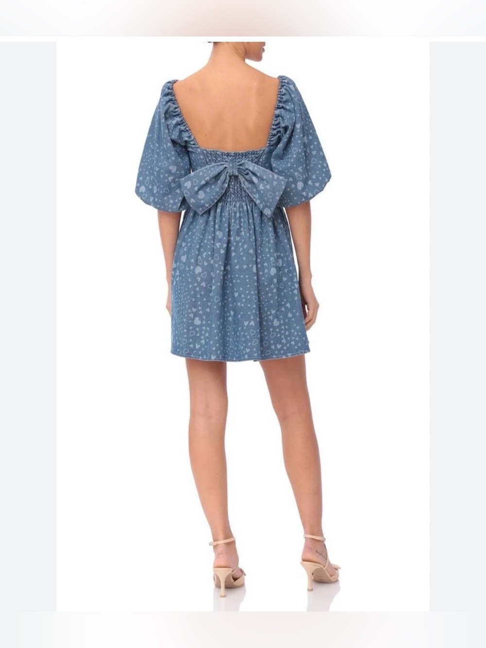 Avec Les Filles Heart Puff Sleeve Babydoll Minidress NWT!
